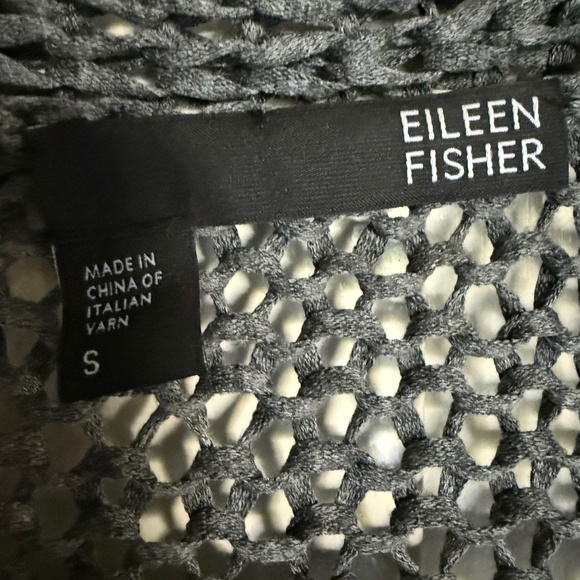 Eileen Fisher Gray Metalic 3/4 Sleeves Open Front Cardigan Size Small - Picture 6 of 8